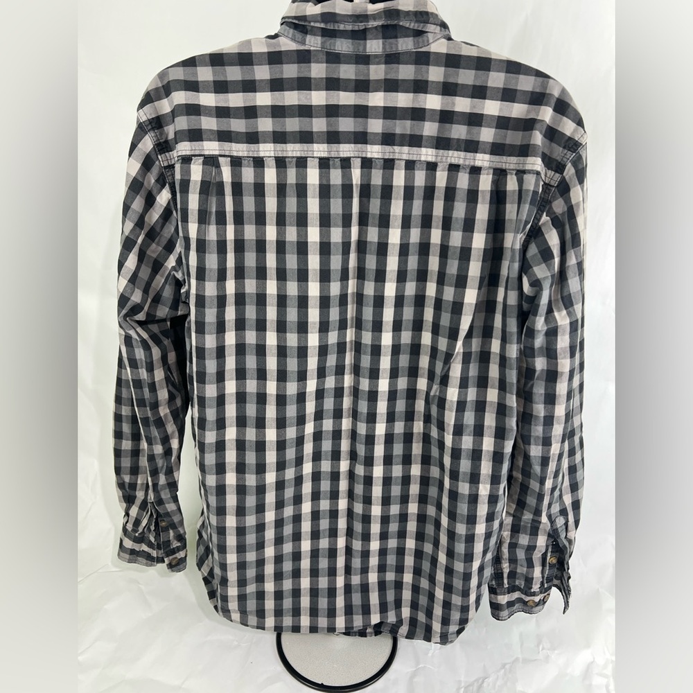 Carhartt Button Front Checkered Black and Gray Shirt Men’s XL - Picture 4 of 6